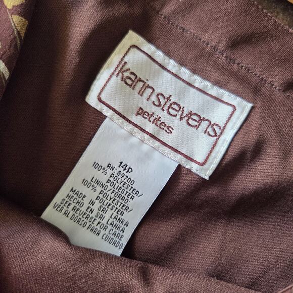 Vintage Y2K Floral Print Milkmaid Dress Size 14 P Brown Flutter Sleeve Chiffon - Picture 7 of 8